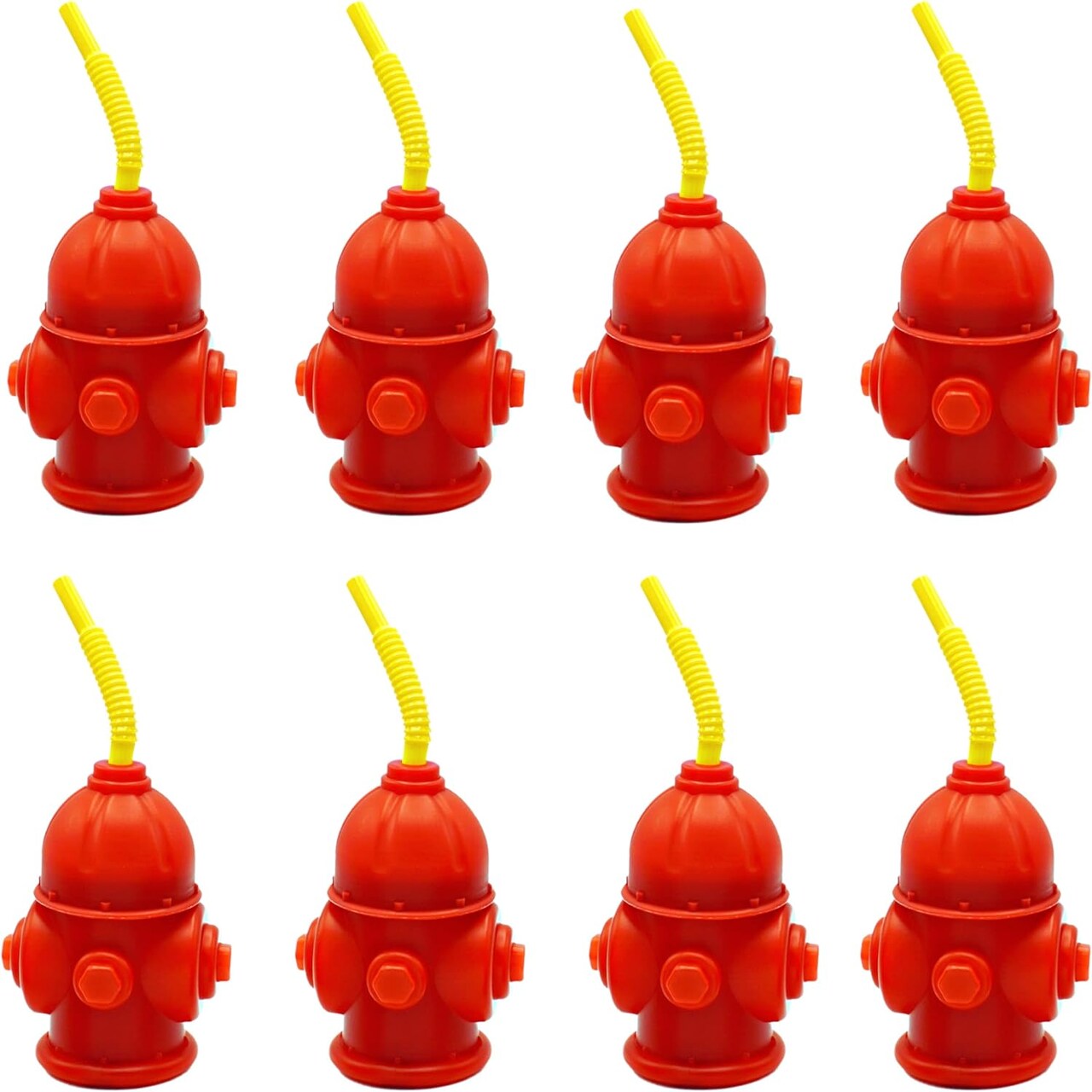 4E's Novelty 10 Pack Fire Hydrant Cups 12oz - Firefighter Birthday Party Decorations, Fireman Theme Party Supplies